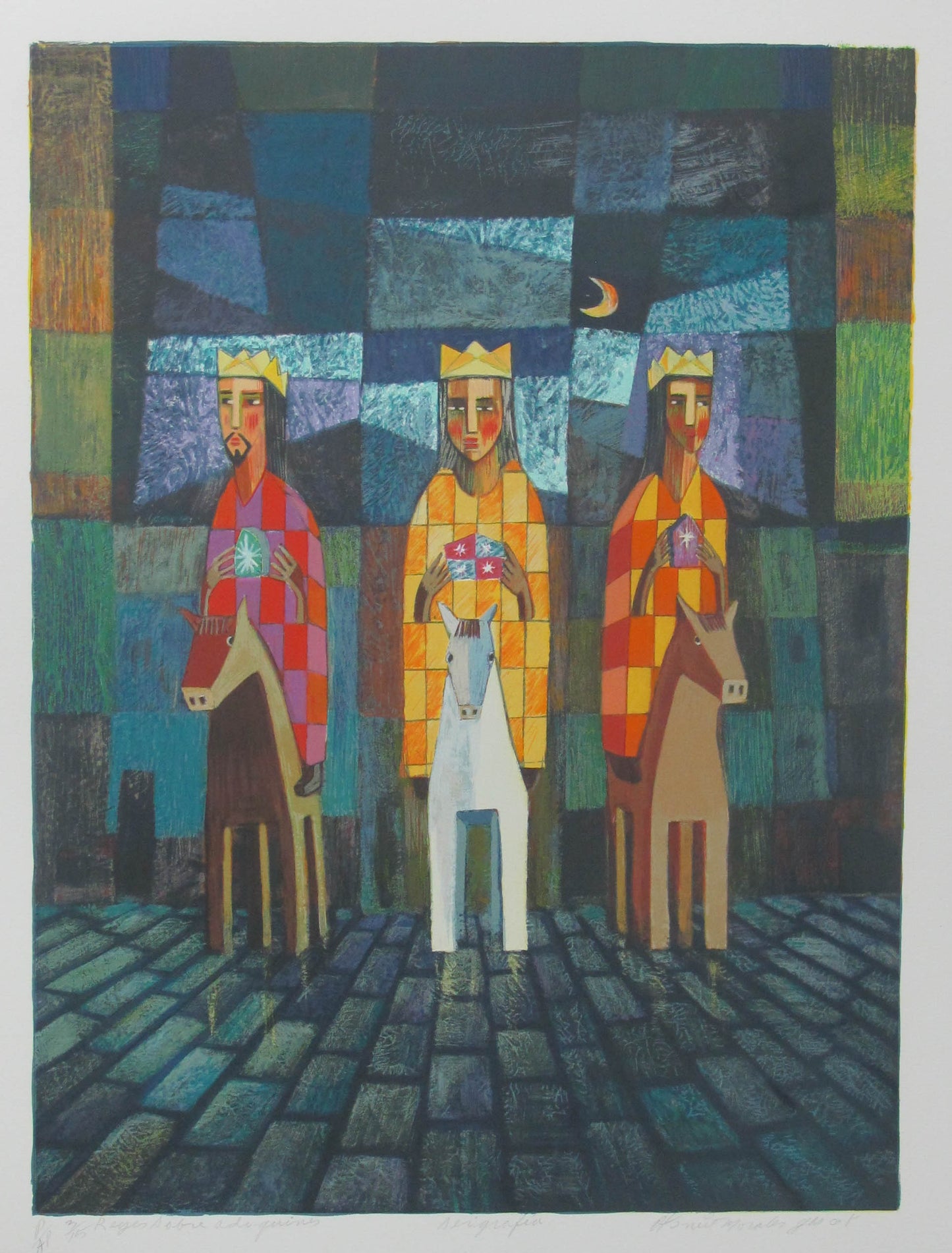 Otoniel Morales Gascot/ Serigrafía "Reyes en adoquines"